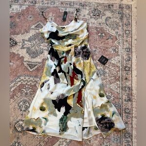 NWT! Lulu's Multicolor Satin Midi Dress